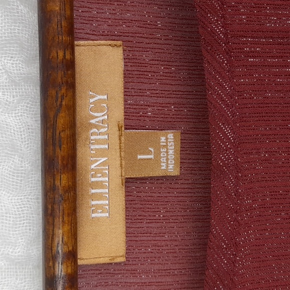 Ellen Tracy Sheer Top Large Maroon Red A101 - Picture 2 of 5